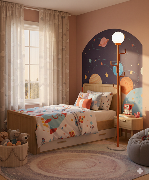 Modern Orange Floor Lamp with Hooks