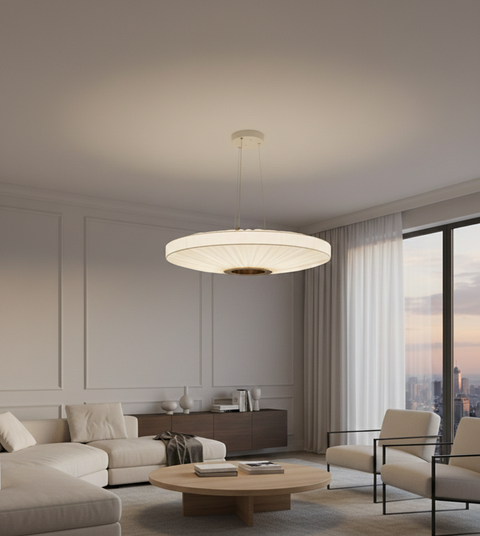 Modern White Pleated Fabric Pendant