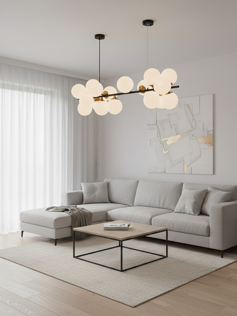 Modern Black 16 Globes Track Chandelier