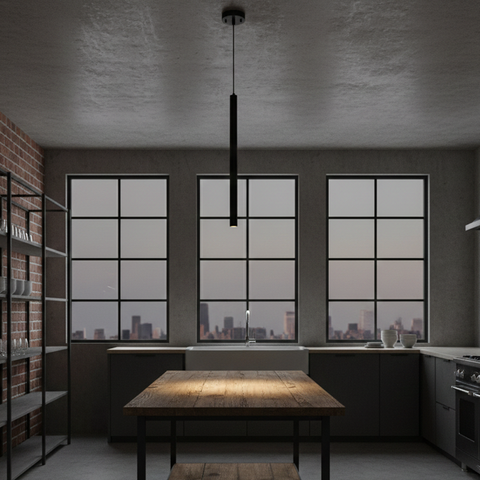 Single Black Cylinder Pendant