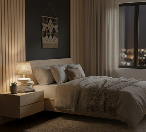 White Burlap Table Lamp