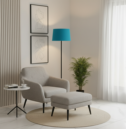 Modern Blue And Black Torchiere