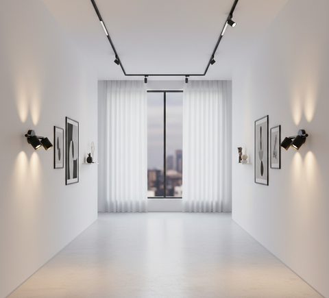 Sleek Black Matte Track Wall Light