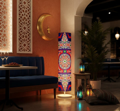 Printed Cylindrical Shade Floor Lamp