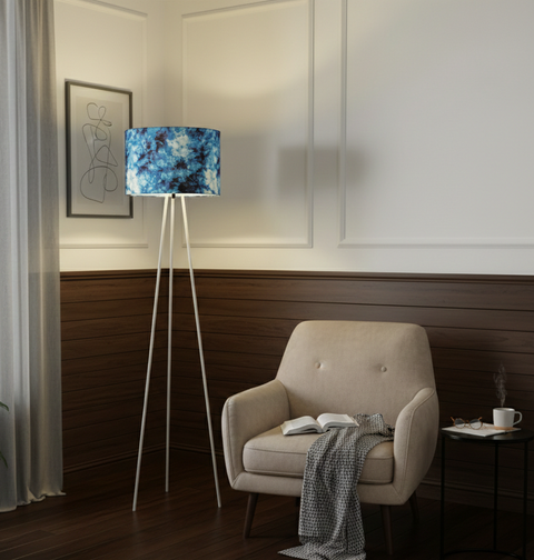 Printed Shade Tripod  Floor Lamp