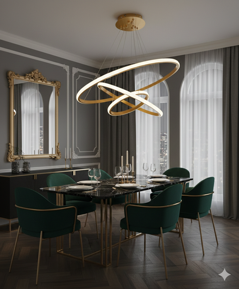 Modern Gold LED Spiral Chandelier