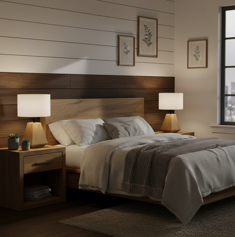 '-WH Scandinavian White Wood Table Lamp