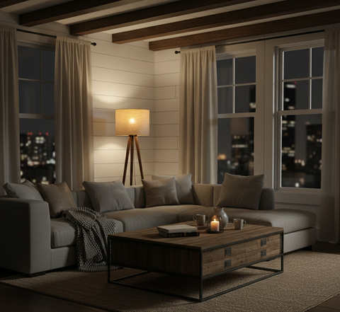 Boho Beige Tripod Floor Lamp