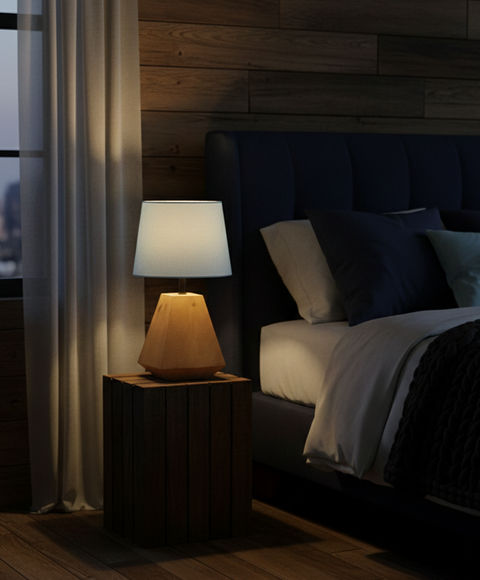 Scandinavian baby blue Wood Table Lamp