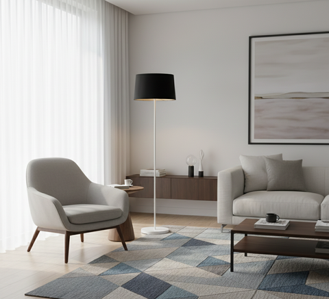 Modern White And Black Torchiere