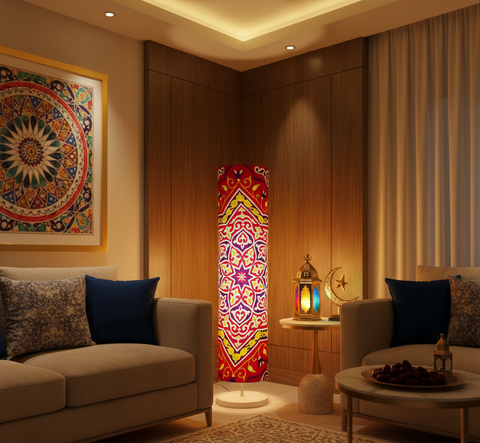 Printed Cylindrical Shade Floor Lamp
