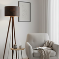 Modern Tripod Floor Lamp with Leather Shade
