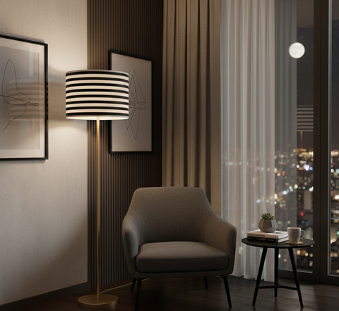 Stylish White & Black Torchiere