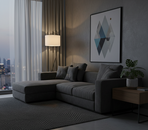 Tripod Cotton Shaded Floor Lamp