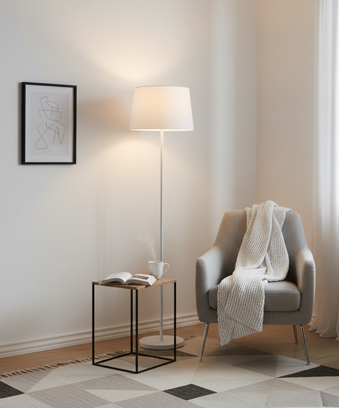 Modern White And Silver Torchiere