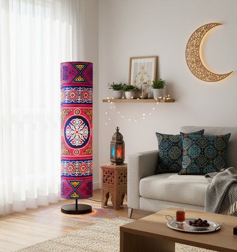 Printed Cylindrical Shade Floor Lamp