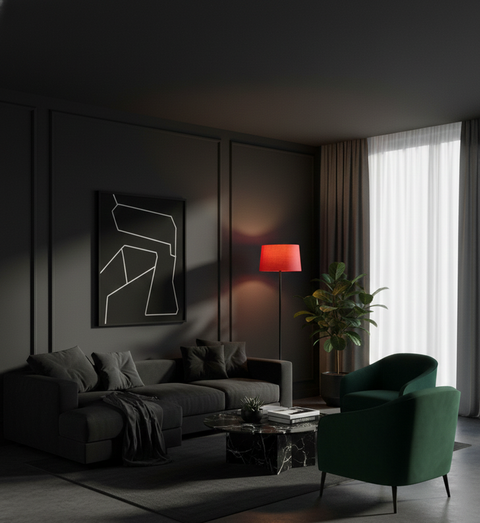 Modern Red And Black Torchiere