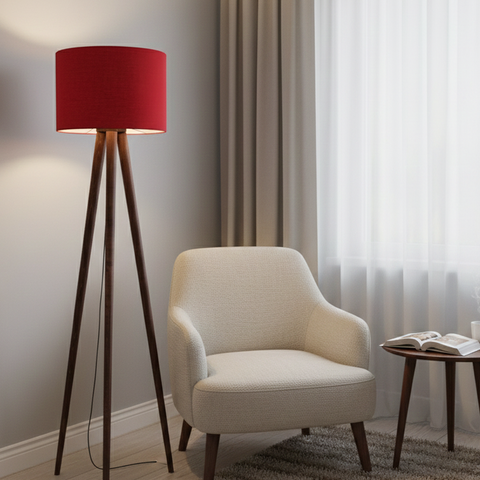 Boho Red Tripod Floor Lamp