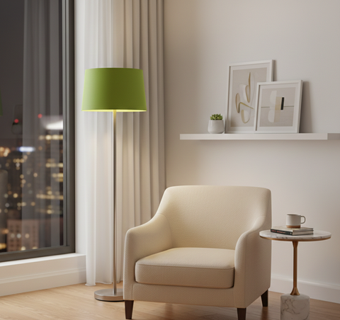 Modern Green And Silver Torchiere
