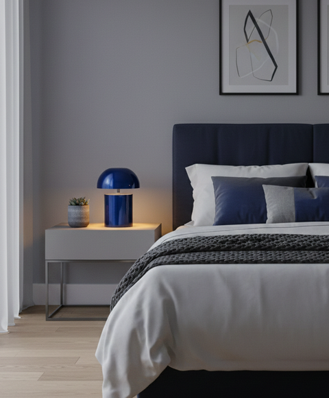 Modern Metallic Blue Table Lamp