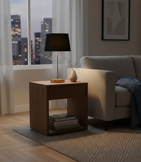 Modern Gold Table Lamp Black Shade