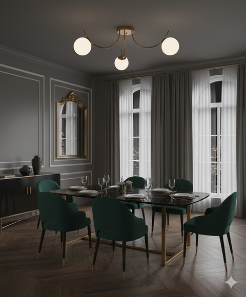 Modern Gold Curved Chandelier