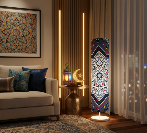 Printed Cylindrical Shade Floor Lamp