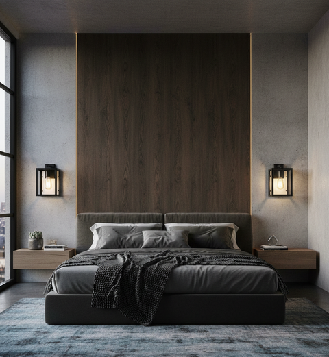 Industrial Black Frame Wall Light