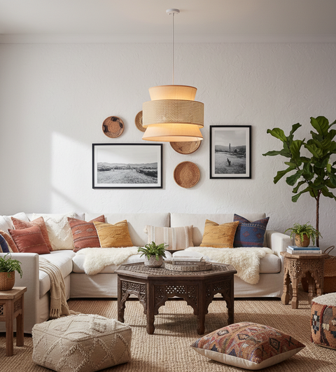 Elegant Modern Beige Pendant Ceiling