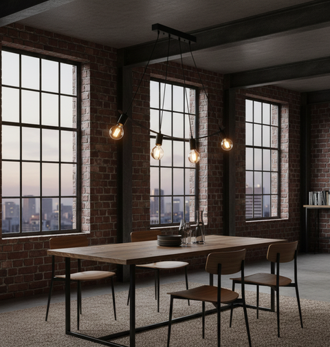 Industrial Black Track Chandelier