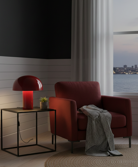 Modern Metallic Red Table Lamp