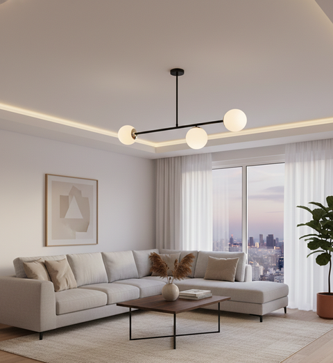 Modern Black Track Chandelier