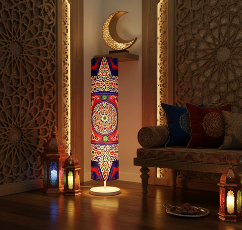 Printed Cylindrical Shade Floor Lamp