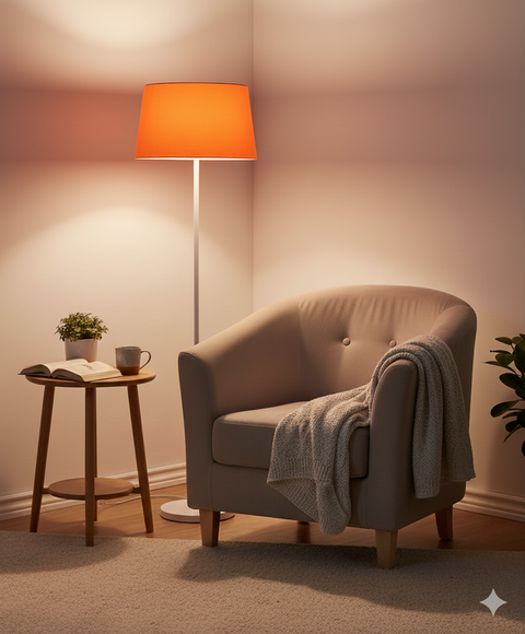 Modern White And Orange Torchiere