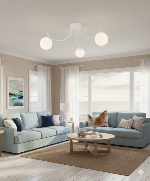 Modern White Curved Chandelier
