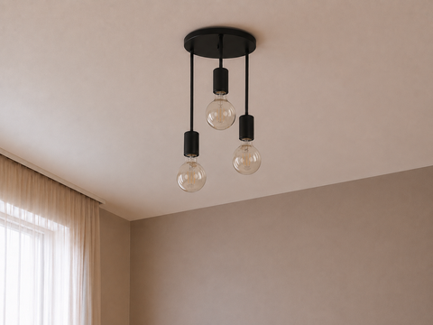 Industrial Black Triple Pendant