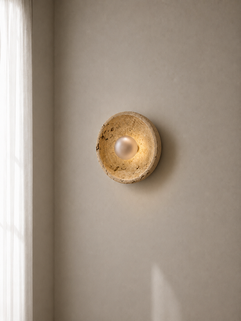 Round Marble Wall Sconce with Warm Glow