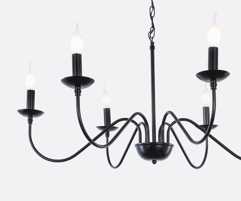 Contemporary Black Candle-Style Chandelier
