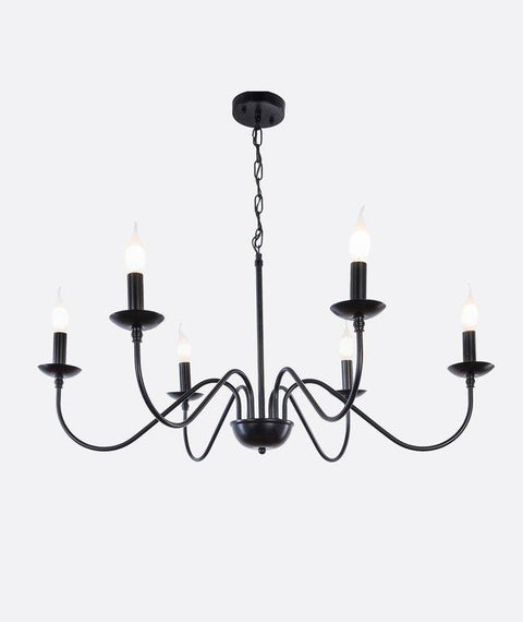 Contemporary Black Candle-Style Chandelier