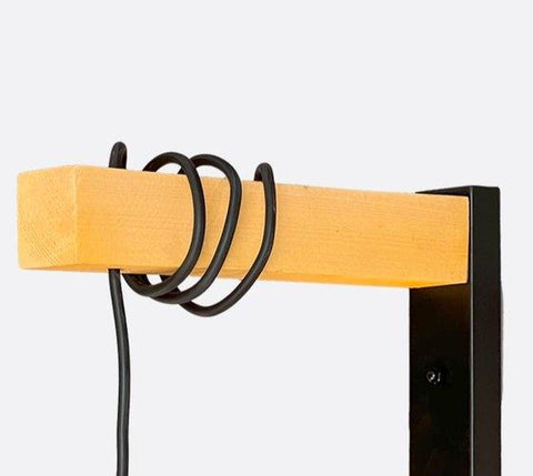 Black Cord & Natural Wood  Wall Lamp