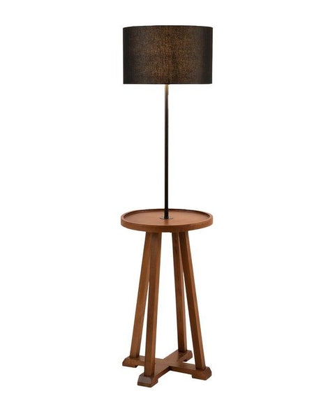 Modern Floor Lamp with Integrated Wooden Table