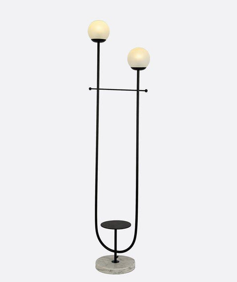 Black Floor Lamp with Marble Base