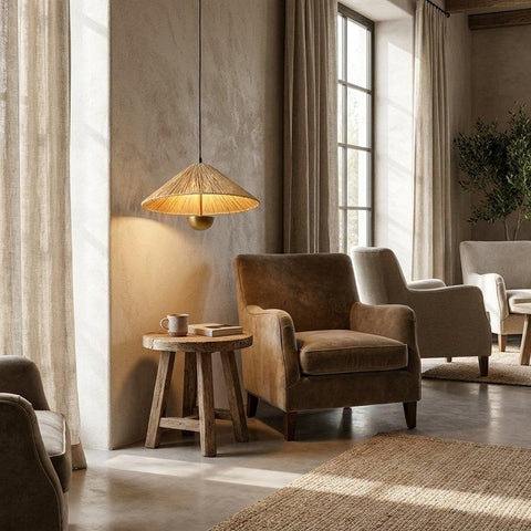 Vintage Rice Straw Ceiling Pendant with LED chip