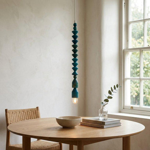 Blue Wooden Pendant Lamp