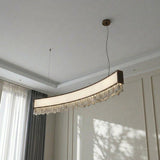 Vintage LED curved ceiling track with macrame tassels