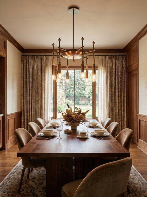 Luxury bronze ceiling chandelier with travertine balls