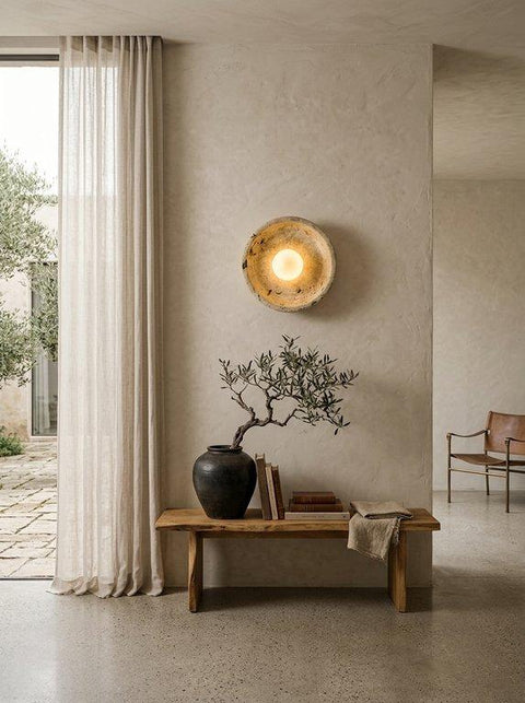 Round Marble Wall Sconce with Warm Glow