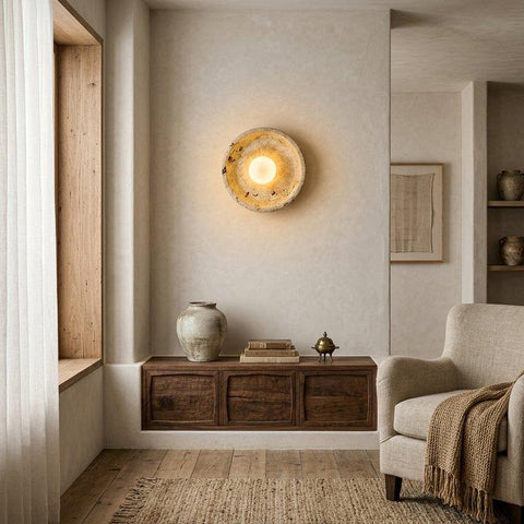 Round Marble Wall Sconce with Warm Glow