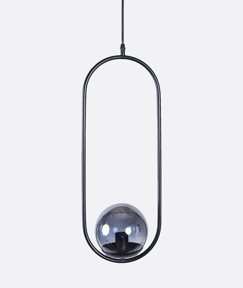 Stylish Pendant â€“ Black Metal Frame& Smoked Grey
