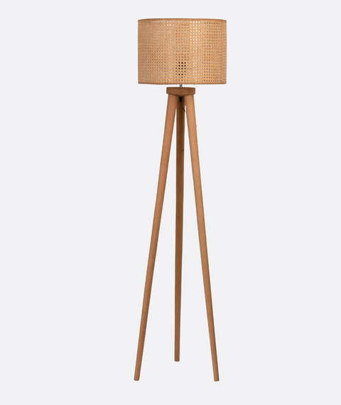 Rattan Beige Tripod Floor Lamp
